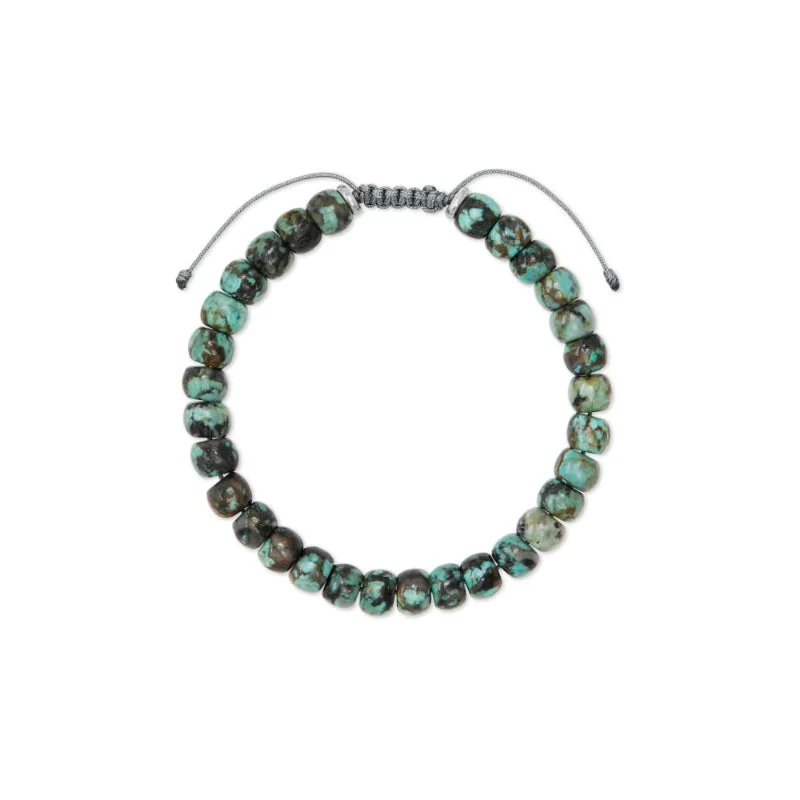 chunky bracelets for women -Scott Bros. Cade Oxidized Sterling Silver Corded Bracelet In Turquoise Jasper