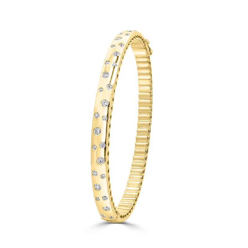 sparkly bangles for women -Jack Kelege 18k Diamond Bangle Bracelet