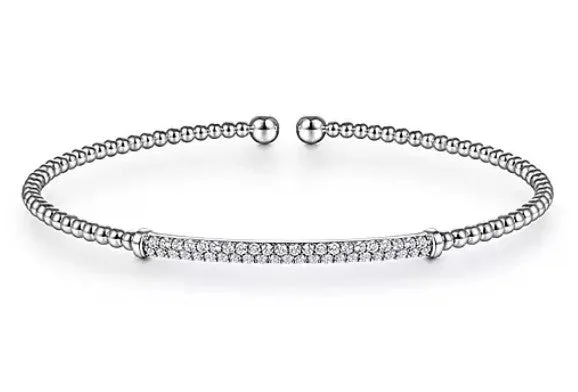 luxury bracelets for women -Diamond Bar Split Bangle Bracelet