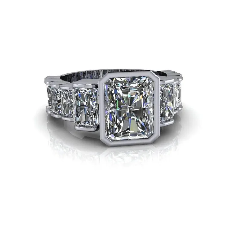 white gold diamond engagement rings for women -Lane No. 1 Moissanite Ring