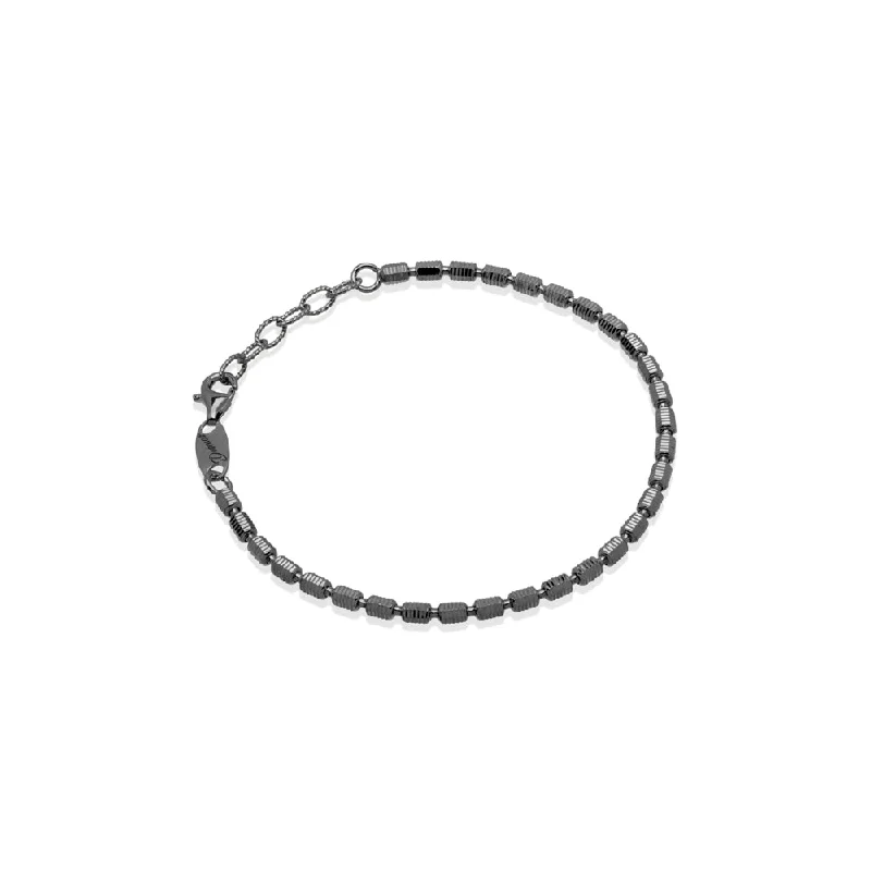 precious stone bracelets for women -Gunmetal Silver Barrel Bracelet