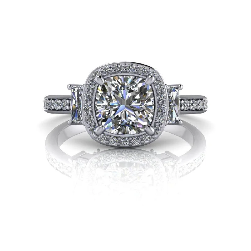 platinum diamond engagement rings for women -Carol No. 1 Moissanite Ring