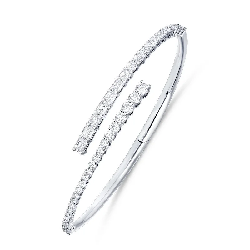 anniversary bracelets for women -14k Gold Diamond Bypass Bangle Bracelet