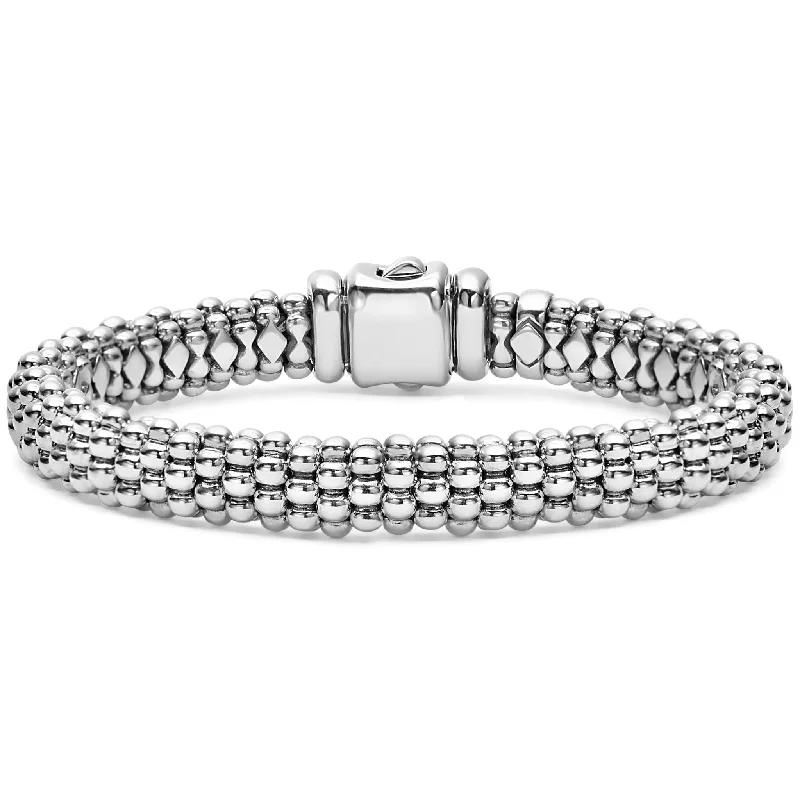 designer bracelets for women -Silver Caviar Bracelet | 9mm