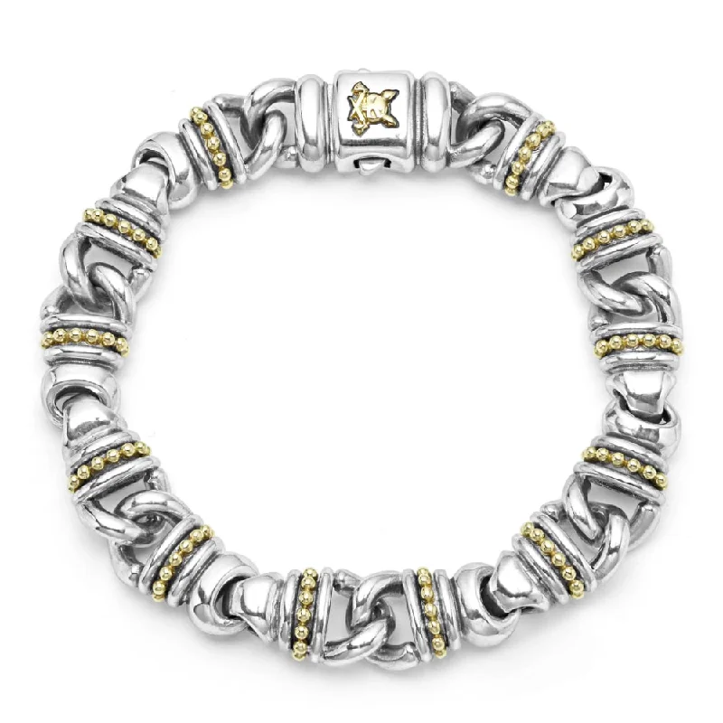 charm bracelets for women -Lagos Anthem Two-Tone Lock Curb Link Bracelet