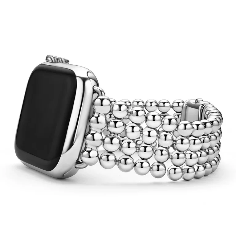 dainty bracelets for women -Stainless Steel Infinite Caviar Beaded Watch Bracelet - 38-45mm