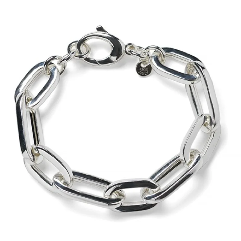 anniversary bracelets for women -Sterling Silver Oval Links Bracelet