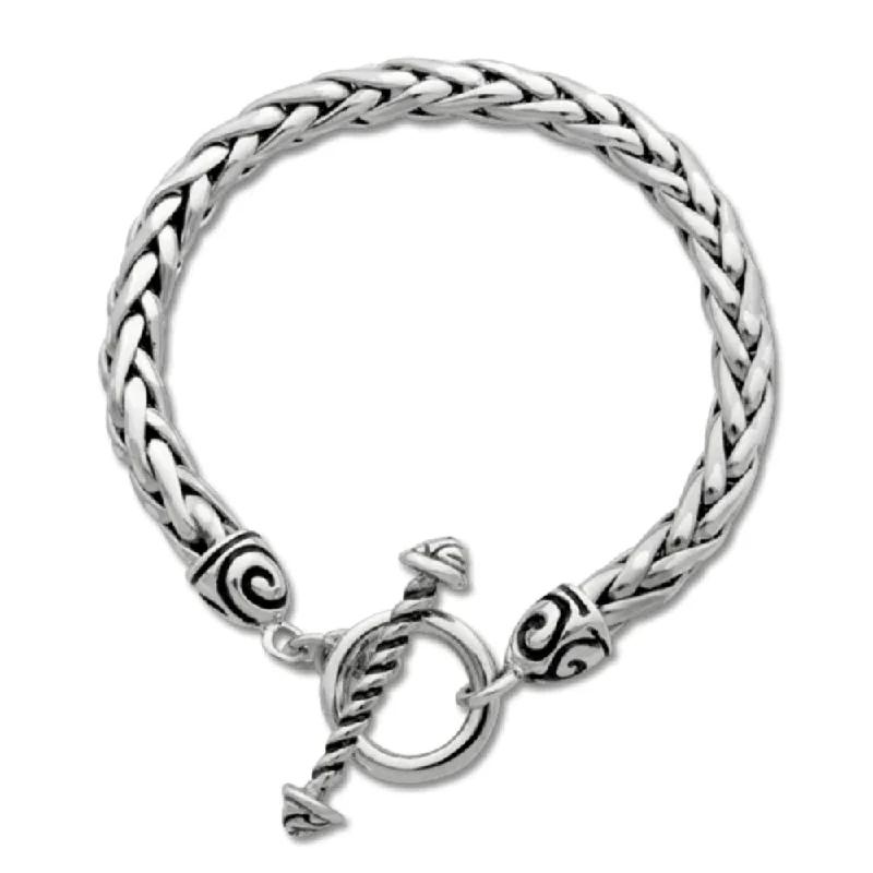 elegant bracelets for women -Sterling Silver Classic Swirl Toggle Bracelet