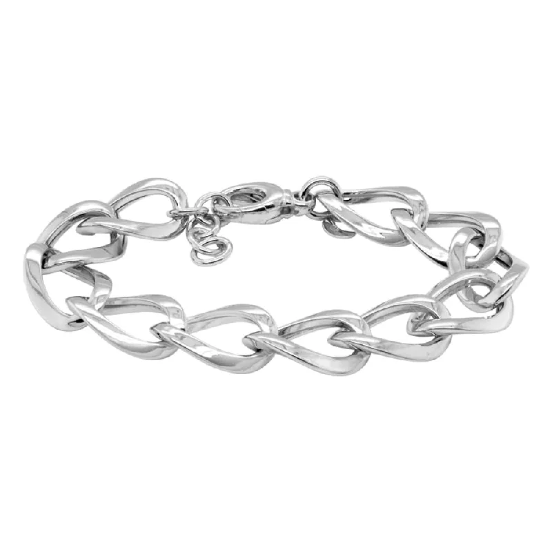 chunky bracelets for women -Sterling Silver Oval Cable Link Bracelet, 8-9"