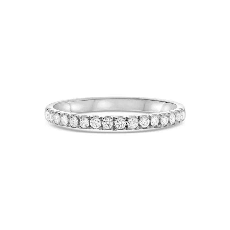 white gold diamond engagement rings for women -Diamond Halfway Pave Band in 14K Gold, 1.90 mm wide