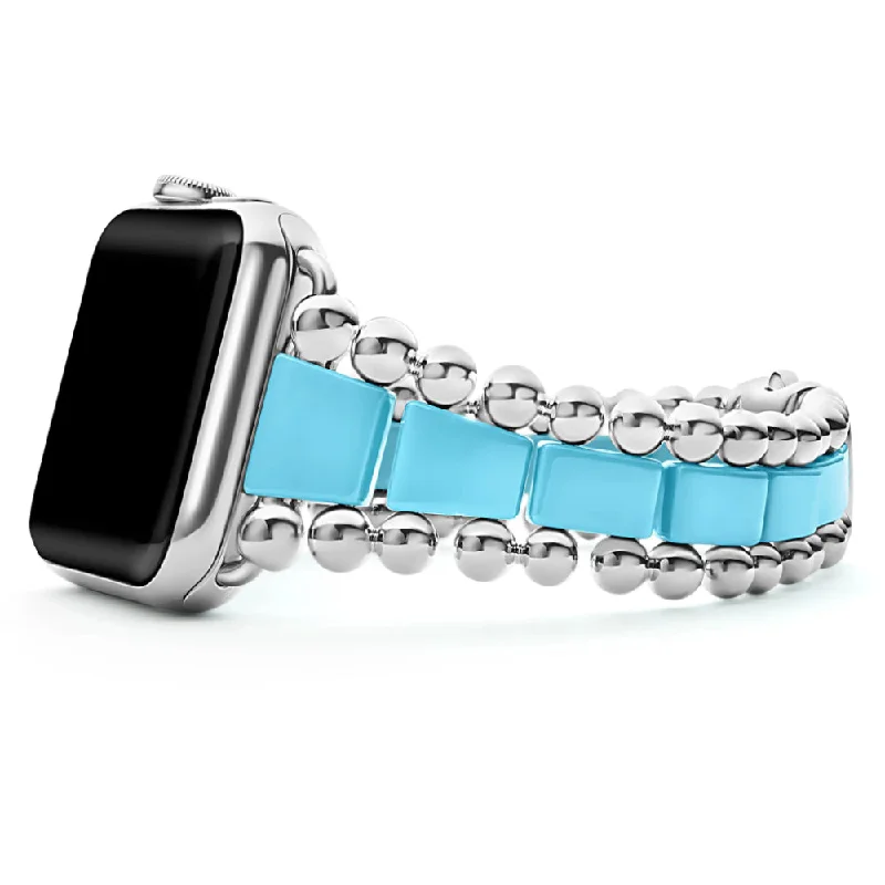 wedding bracelets for women -Lagos Smart Caviar Blue Ceramic and Stainless Steel Watch Bracelet, 42-49mm