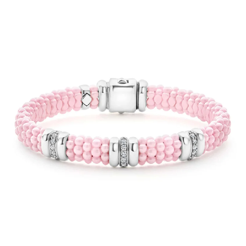 designer bangles for women -Lagos Pink Caviar Ceramic Caviar Beaded Bracelet, 9mm