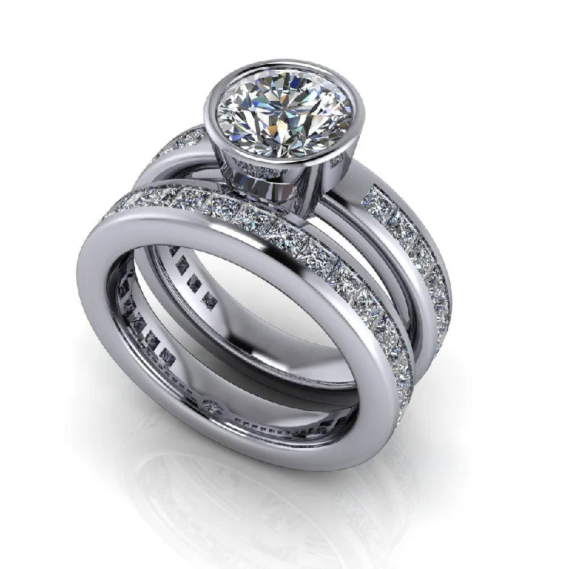 affordable diamond engagement rings for women -Ensley No. 2 Moissanite Bridal Set