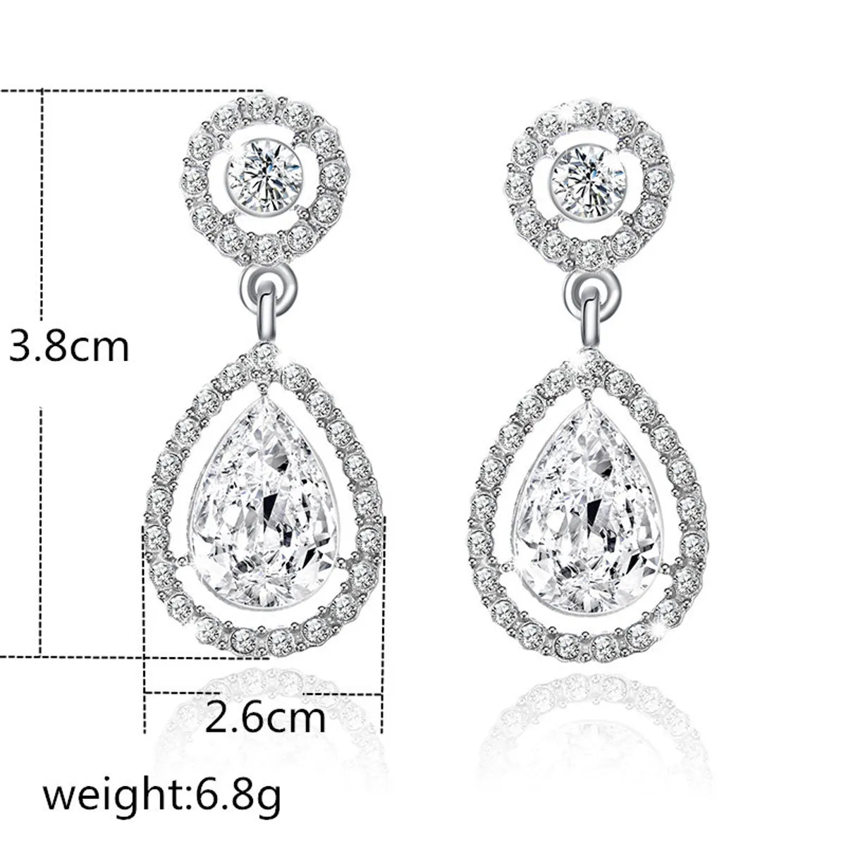 colorful gemstone engagement rings for women -Simple Personality Diamond-studded Water Drop Long Earrings