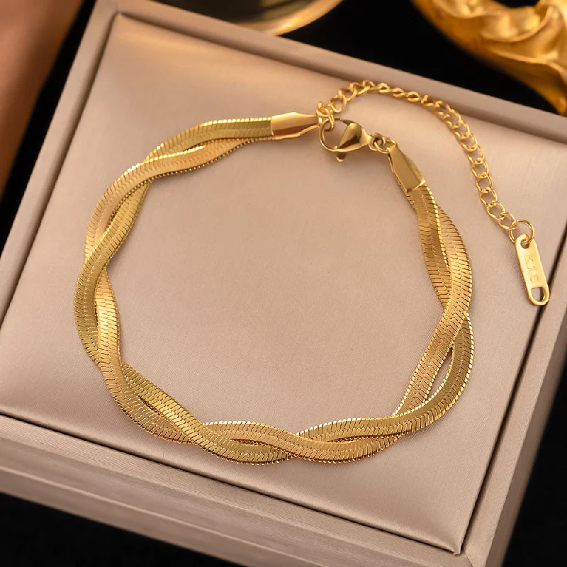 YC [E35] Two-Strand Blade Chain Bracelet [Gold]