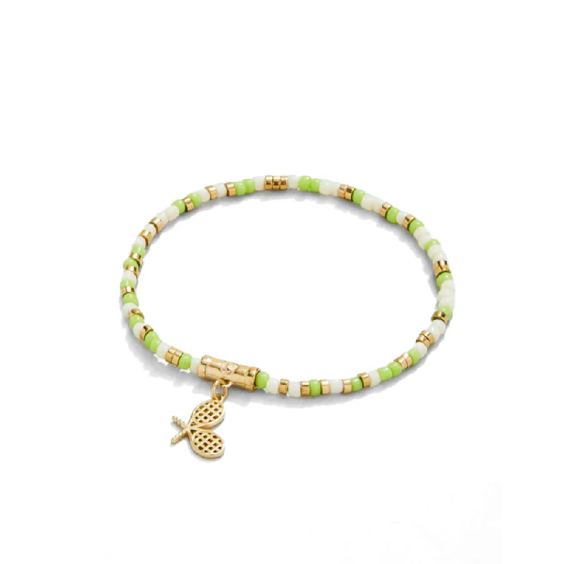 bold bracelets for women -Spartina Tennis Racket Stretch Bracelet - Lime