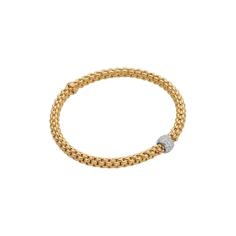 diamond bangles for women -Fope 18k Gold Solo Flex'it Bracelet with Pavé Diamonds