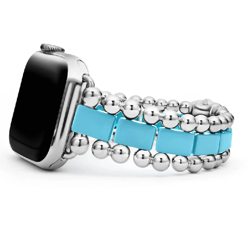 vintage bracelets for women -Lagos Smart Caviar Blue Ceramic and Stainless Steel Watch Bracelet, 38-45mm