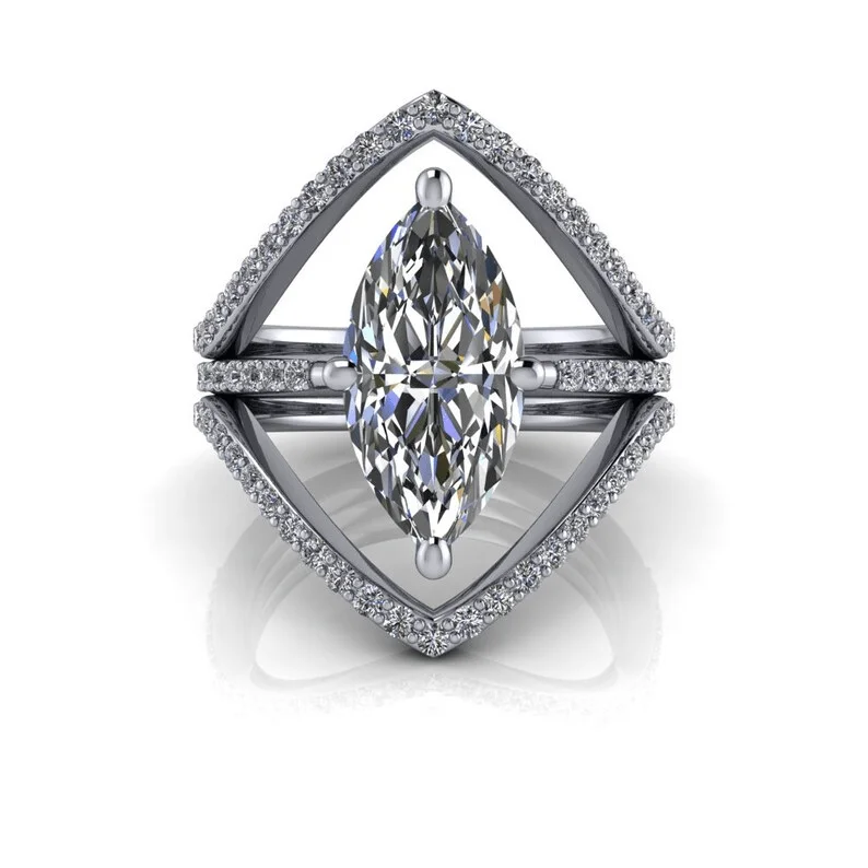 affordable custom engagement rings for women -Marquise Moissanite Bridal Set 3.75 ctw