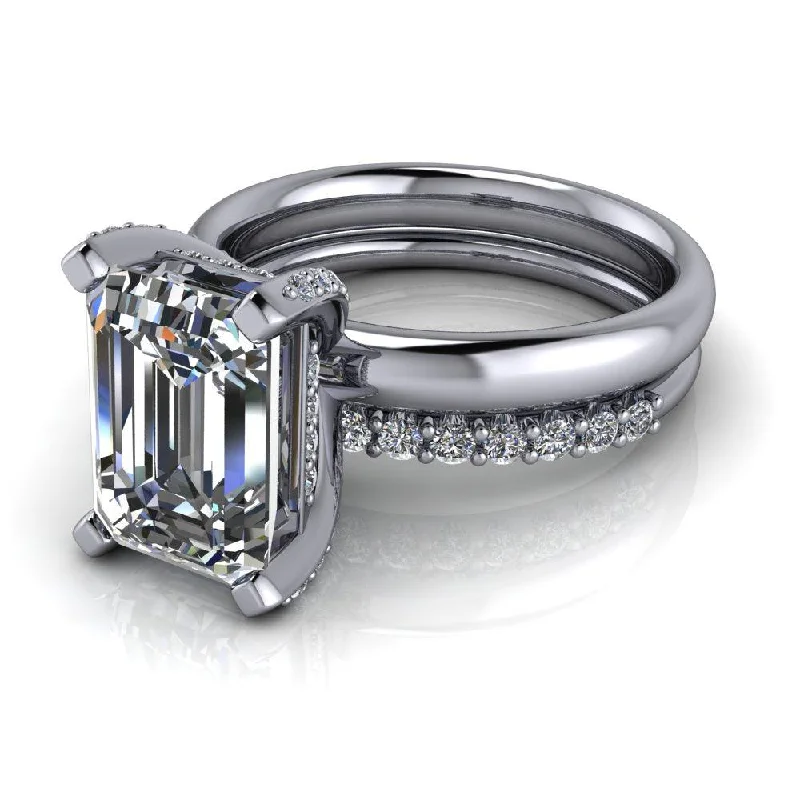 emerald cut engagement rings for women -Alana No. 2 Moissanite Bridal