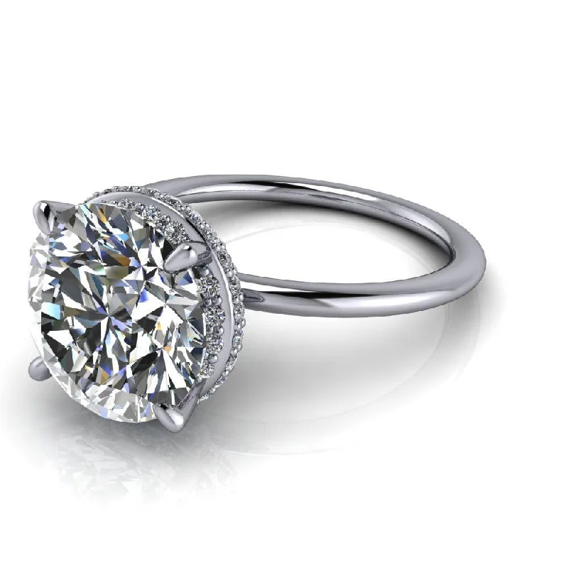 custom platinum engagement rings for women -Nina No. 2 Moissanite Ring