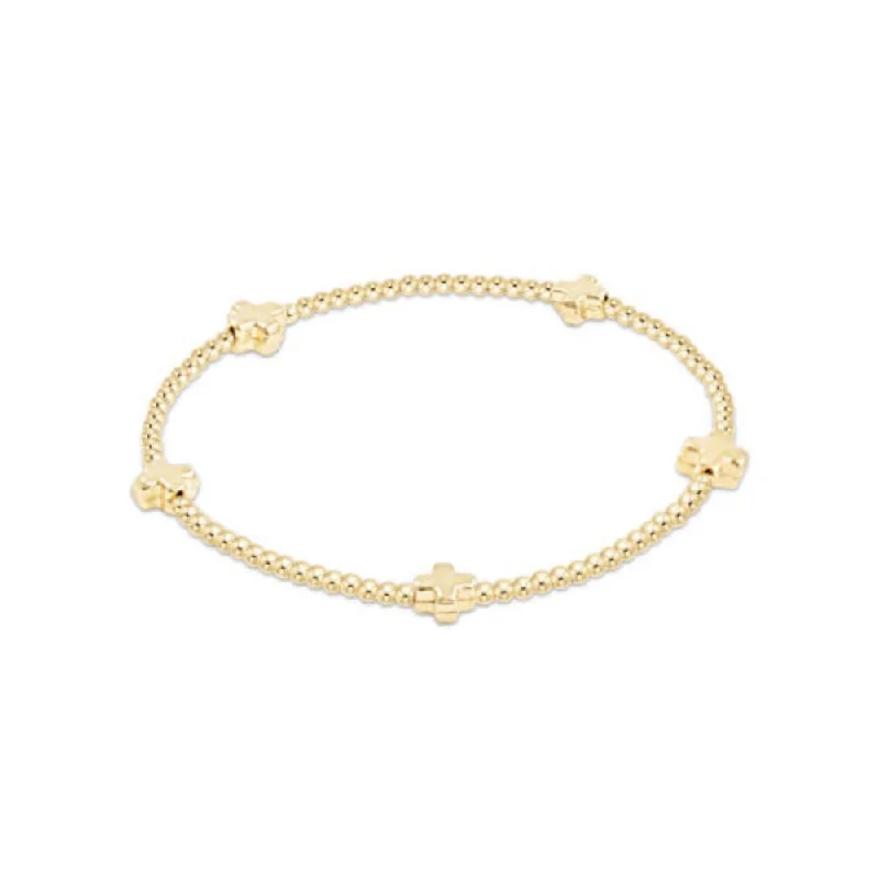 elegant bracelets for women -enewton Signature Cross Small Gold Pattern 2mm Bead Bracelet - Gold