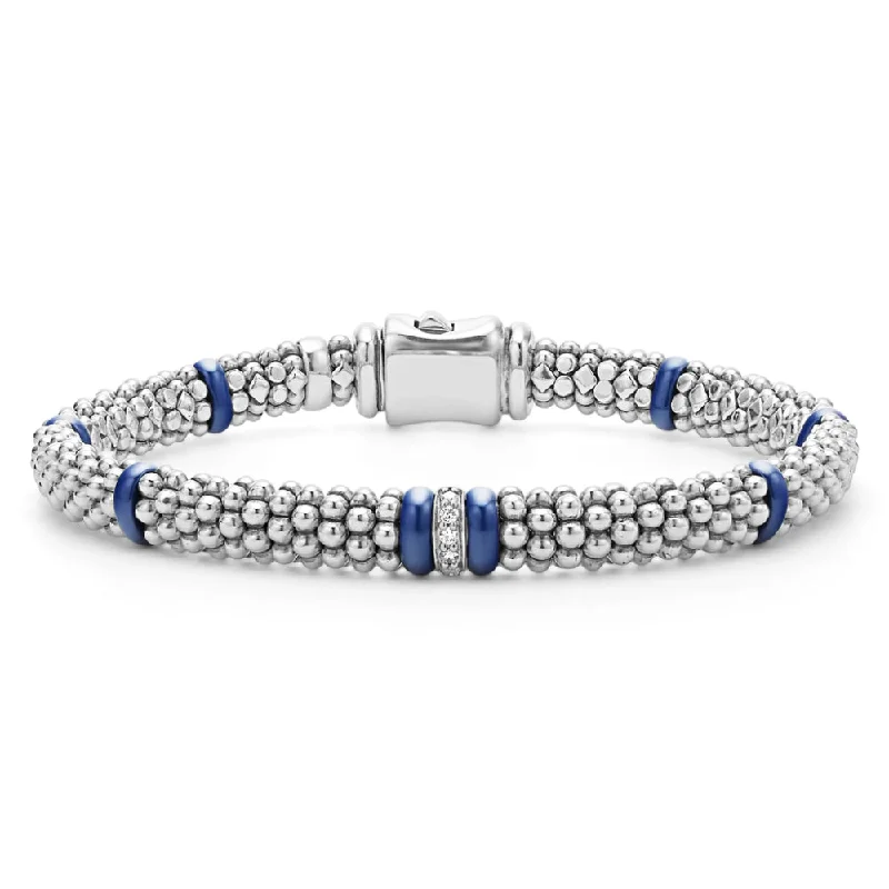 tennis bracelets for women -Lagos Blue Caviar 6mm Single Station Diamond Caviar Bracelet