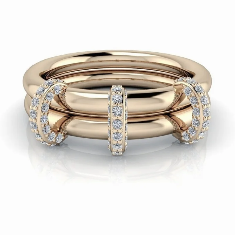 engagement rings with colored diamonds for women -Diamond Connected Rings No. 16