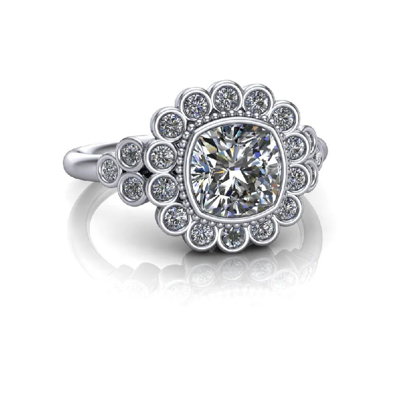 halo setting engagement rings for women -Allison No. 1 Moissanite Ring