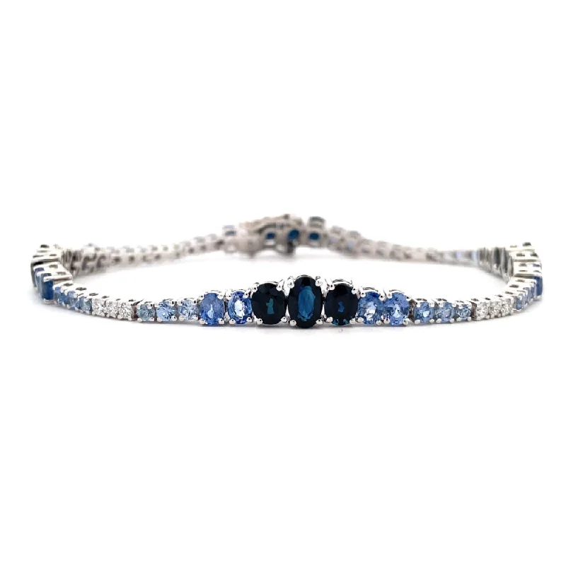 stackable bracelets for women -Bellarri Princessa 14k Sapphire and Diamond Bracelet