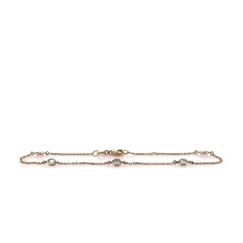 luxury bangles for women -14k Yellow Gold 7.5" Diamonds By The Yard Diamond Station Bracelet