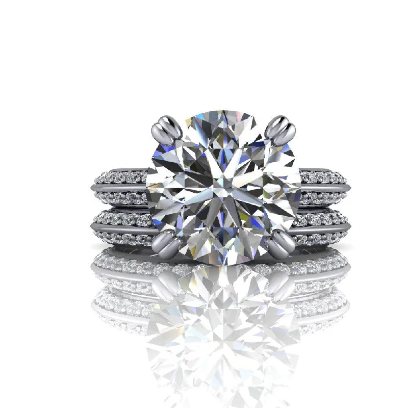 three stone engagement rings for women -Kennedy No. 2 Moissanite Bridal Set